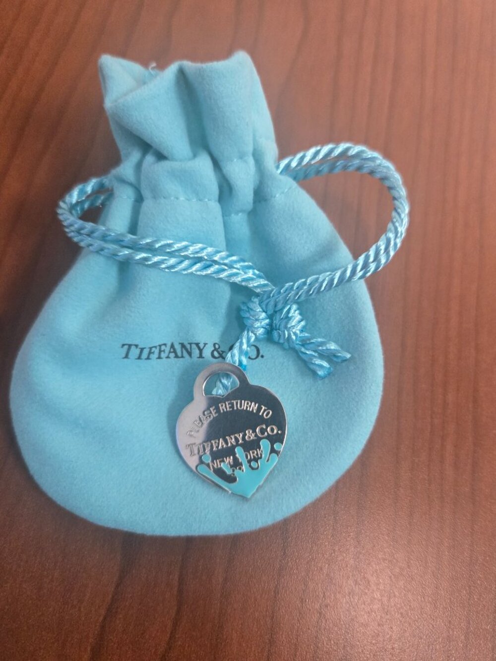 Tiffany & Co. Blue Splash Silver Heart Pendant - Picture 2 of 10